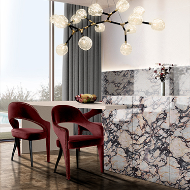 TELLUS DINING CHAIR, HORUS IRREGULAR BIG SUSPENSION LIGHT
